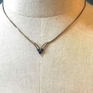 Blue rhinestone dainty pendant necklace